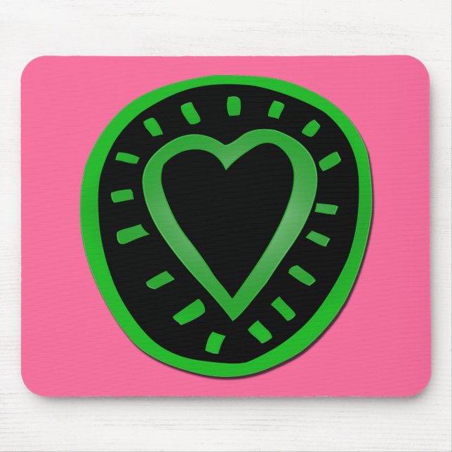 Coração Verde e Preto - 3- Mousepad (Frente)