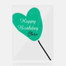 Coração verde feliz aniversário branco balão preto