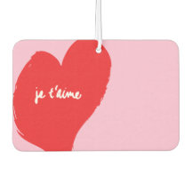 Coração vermelha com je t’aime-text sobre fundo ro