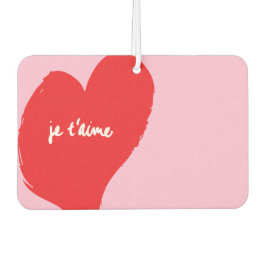 Coração vermelha com je t’aime-text sobre fundo ro