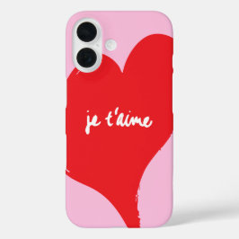 Coração vermelha com je t’aime-text sobre fundo ro