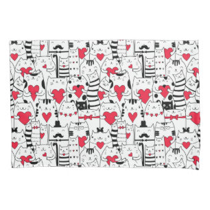 Coração Vermelho de Gato Branco Preto