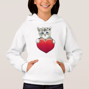 Coração Vermelho de Gato de Gatinho Bonito