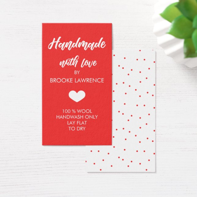 Coração Vermelho e Branco Feita à Mão com Amor (Mesa)