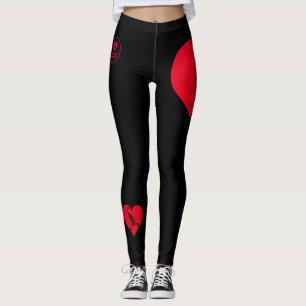 Coração - Vermelho Negro - Emo - Gótico - Leggings