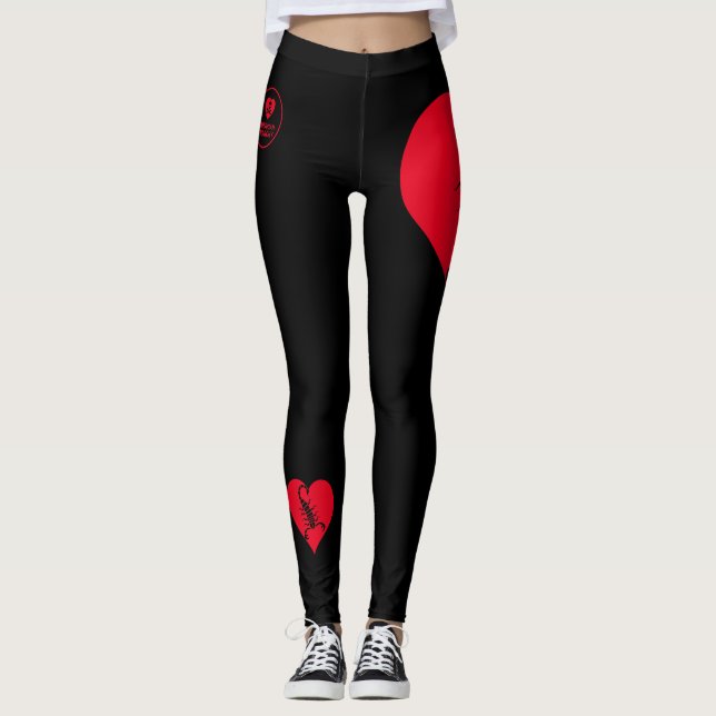 Coração - Vermelho Negro - Emo - Gótico - Leggings (Frente)