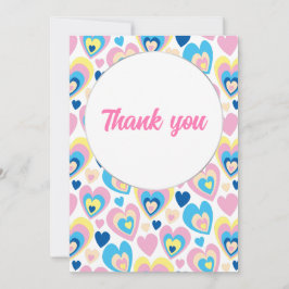 Corações adoráveis. Cartão de agradecimento simple