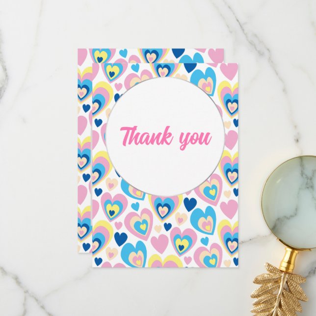 Corações adoráveis. Cartão de agradecimento simple (Frente/Verso In Situ)