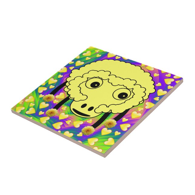 Corações Amarelos de Ovinos Azulejos Cerâmicos (Lateral)