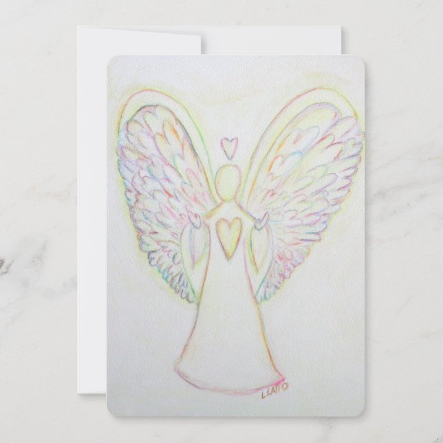 Corações Arco-íris Anjo Arte Convite Personalizado (Frente)