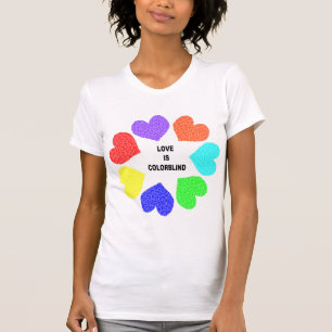 Corações Arco-Íris Interraciais Damas T Camisa