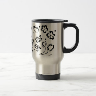 Corações & caneca de viagem das flores
