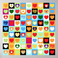 Corações coloridos, poster