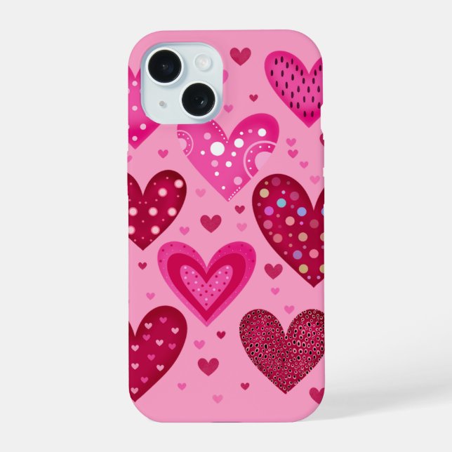 Corações com Padrões Rosa e Vermelho (Verso)