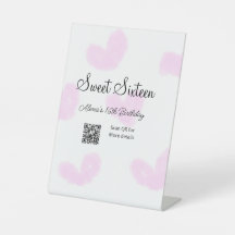 Corações cor-de-água rosa QR Doce dezesseis anos