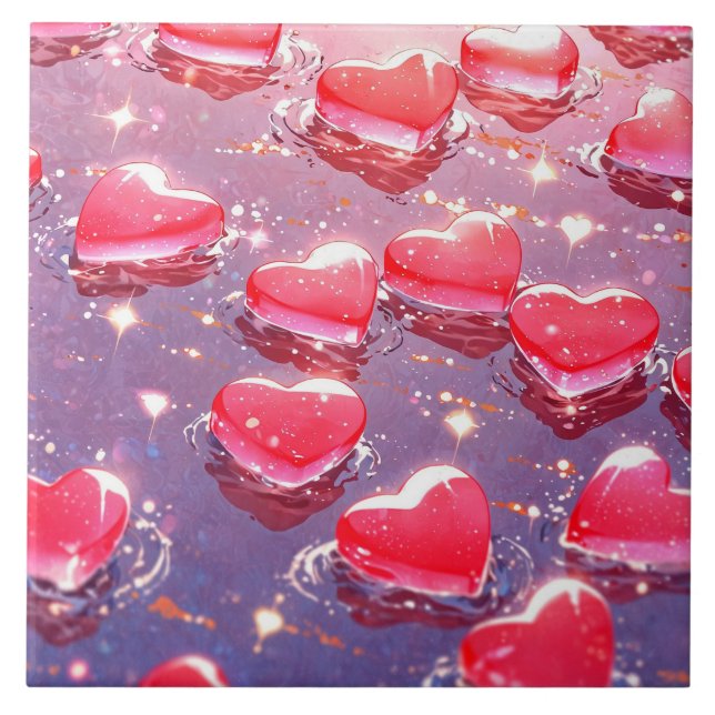 Corações cor-de-rosa Azulejo cerâmico (Frente)