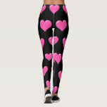 Corações Cor-de-Rosa - Leggings Negra - Desvio do<br><div class="desc">Corações Rosa Minhas Leggings de Amor - ou Escolha / adicione suas cores de legenda favoritas!</div>