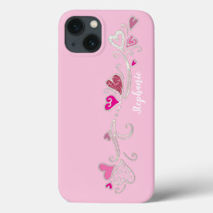 Corações Cor-de-Rosa Menina Brilhante