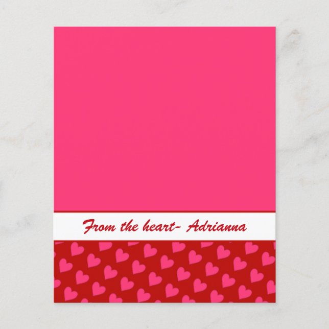 Corações cor-de-rosa no papel vermelho w/rosa 4,5x (Frente)