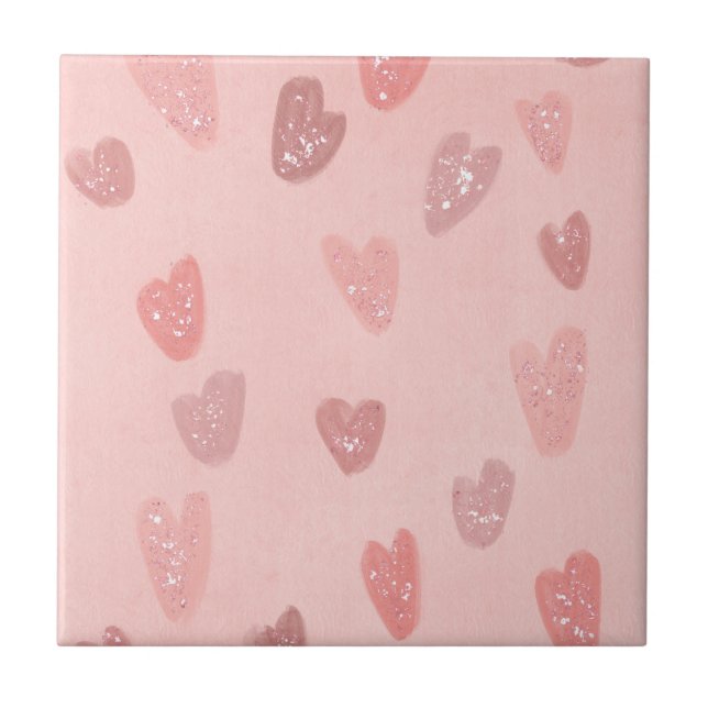 Corações Cutes Padrados Cor-de-Rosa (Frente)