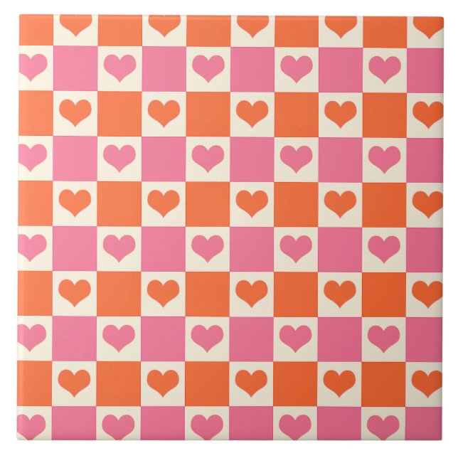 Corações da Desktop Board em rosa, laranja e creme (Frente)