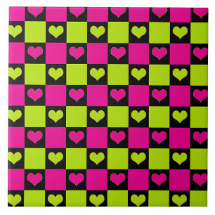 Corações da Desktop Board - Verde limão, rosa quen