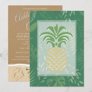 Corações de Abacaxi Tropicais Convites de Casament