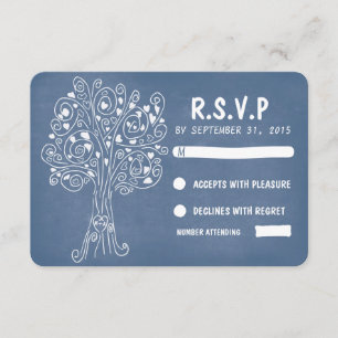 corações de amor azul árvore de casamento cartões 