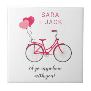 Corações de Amor Bicicleta Dia dos Namorados Perso