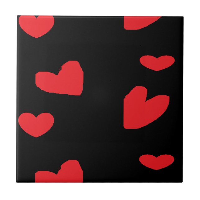 Corações de amor vermelho em preto (Frente)