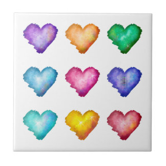 Corações de Aquarela Multicoloridos