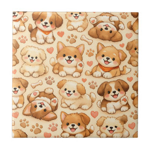 Corações de Cachorrinho Fofo Padrão Aquarela (2)