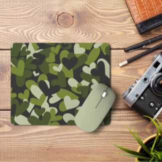 Corações de Camo Verde | Camo Hearts Mousepad
