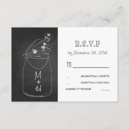 corações de chalkboard amam mason jar, RSVP fofo