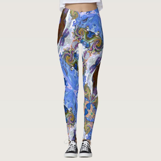 Corações de Conto de Fadas Leggings Azuis (Frente)