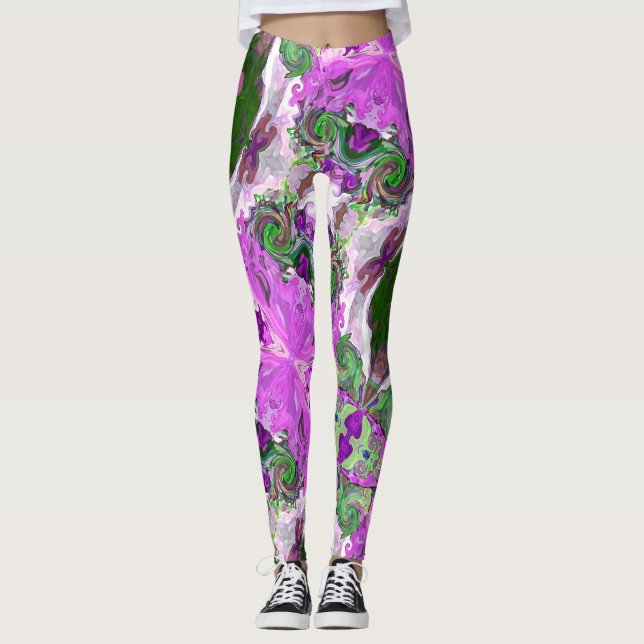Corações de Conto de Fadas Leggings Rosa (Frente)