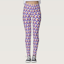 Corações de damagelas e flores leggings coloridas