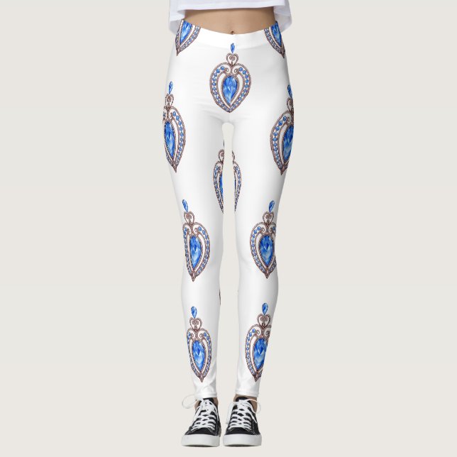 Corações de diamante azul Leggings (Frente)