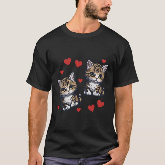 Corações De Gato Camisa Amor Gatinhos Gatinhos Gat (Frente)