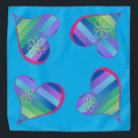 Corações de Gradiente em Blue Pet Bandana<br><div class="desc">Azul gradiente,  verdes e listras roxas dentro de corações cor-de-rosa em cada canto deste lenço colorido para o seu amor "coelho".</div>