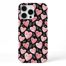 Corações de kawaii, bonitos, cor-de-rosa e preto