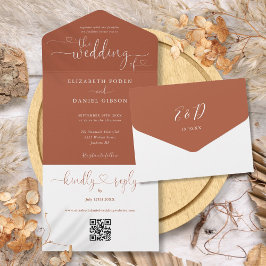 Corações de Letra Terracota Código QR Casamento