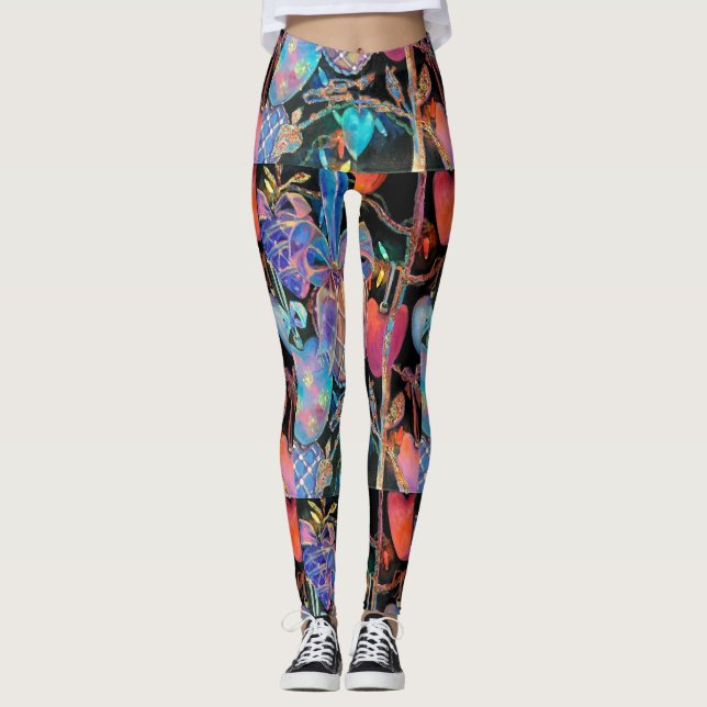 Corações de Natal Leggings (Frente)