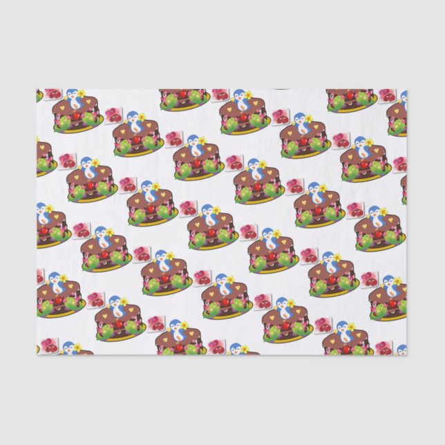 Corações de pinguins de papel tecidular do dia de  (Frente )