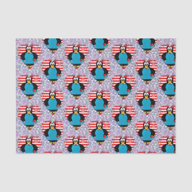 Corações de pinguins de papel tecidular do dia de  (Frente )