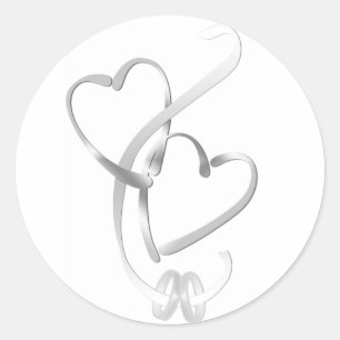 Corações de prata que Wedding etiquetas