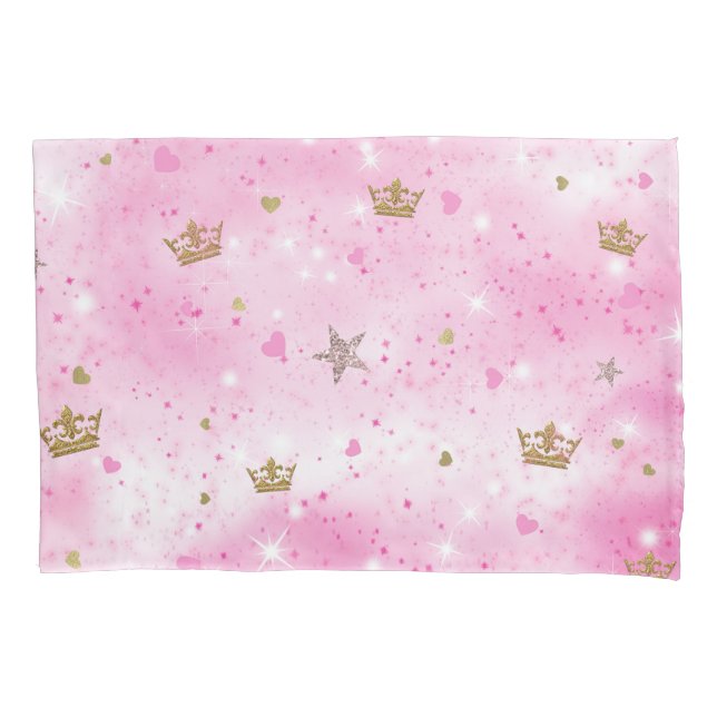 Corações de Princesa Rosa Estrelas Coroas Brilho L (Frente)