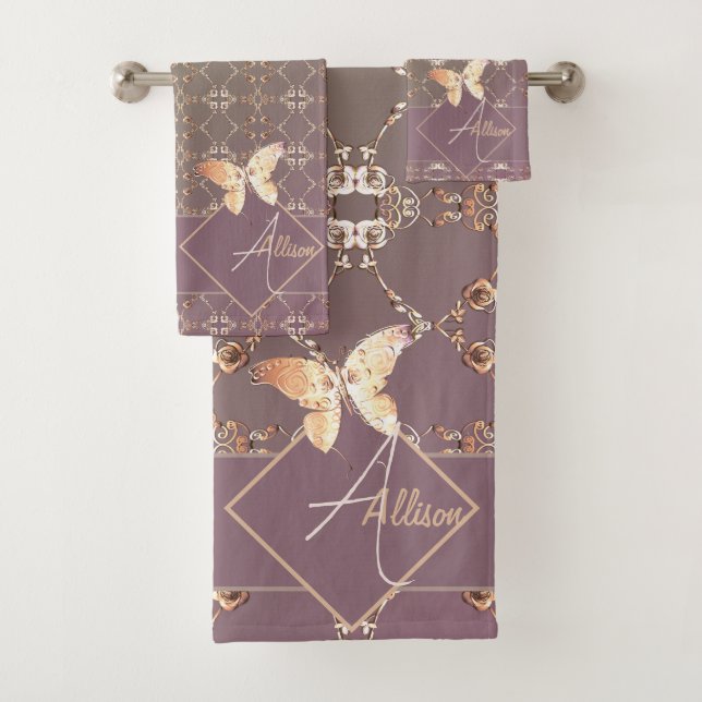 Corações de rosa na Toalha de ameixa (Insitu)