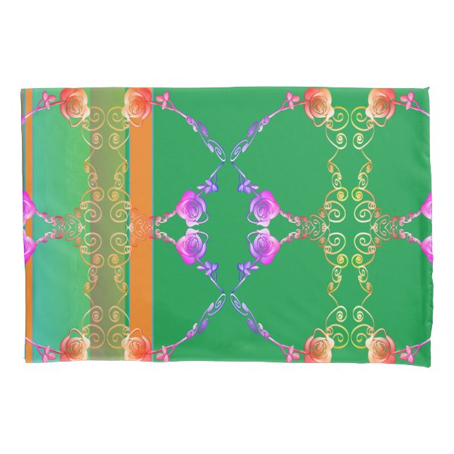 Corações de rosa no Apricot e Verde (Frente-Esquerda)