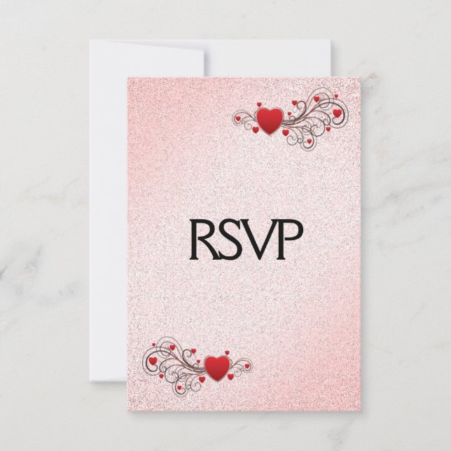 Corações de São Valentim RSVP com Escolha de Menu (Frente)